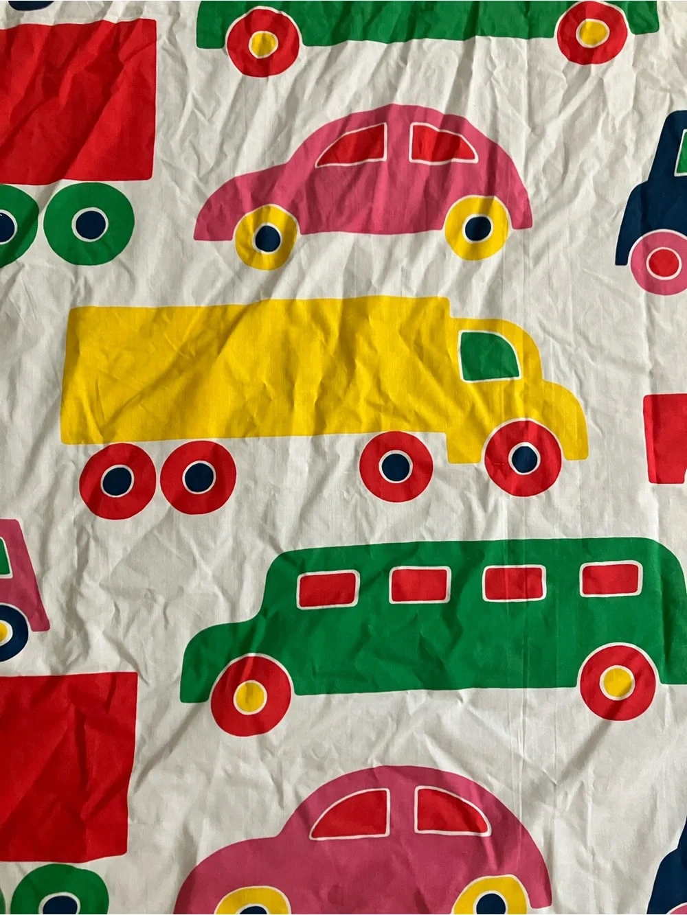 Marimekko cars & trucks kids vintage fabric shower curtain Dan rivers Bo boo 70s